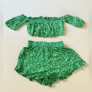 ZARA green top and shorts set size S